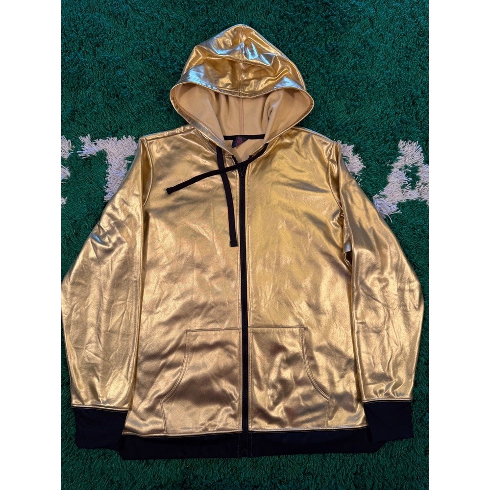 Material Girl Active Hoodie Womens 2X Gold Good Metallic Full Zip‎ Long Sleeve